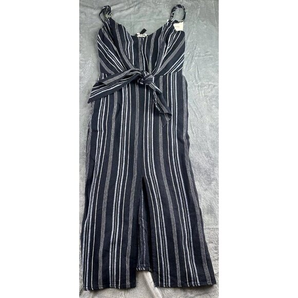 Ellen Tracy Tie Front Linen Blend Dress Size Small Navy White Stripe $129 NWT - Picture 11 of 16